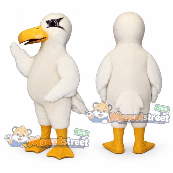 White Seagull Mascot Costume with Yellow Beak