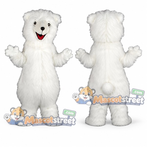 Polar Bear Mascot Costume with Shaggy Fur
