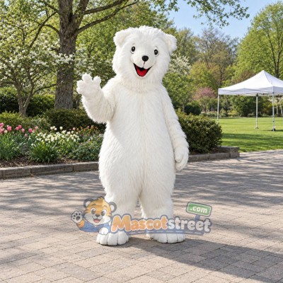 Polar Bear Mascot Costume with Shaggy Fur