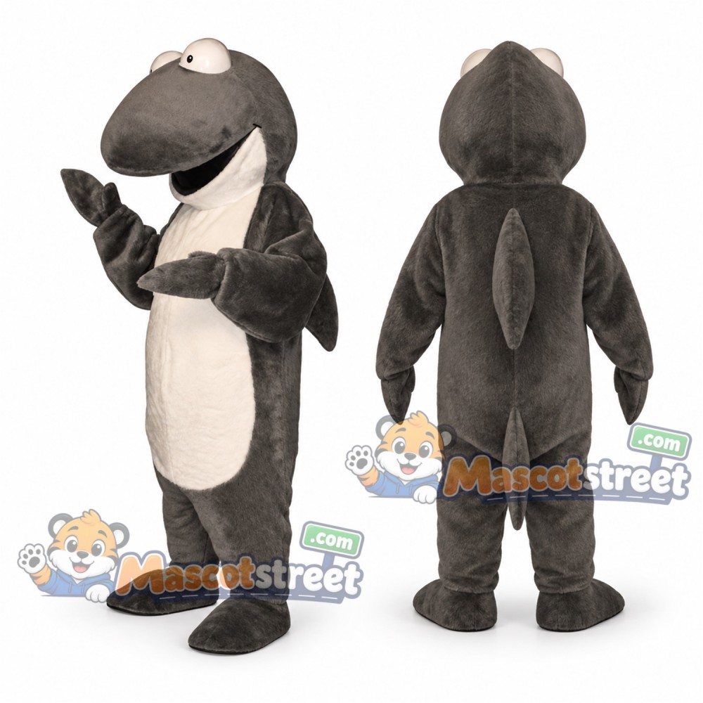 Dark Gray Shark Mascot Costume with Cream Belly Dark Gray Shark Mascot Costume with Cream Belly