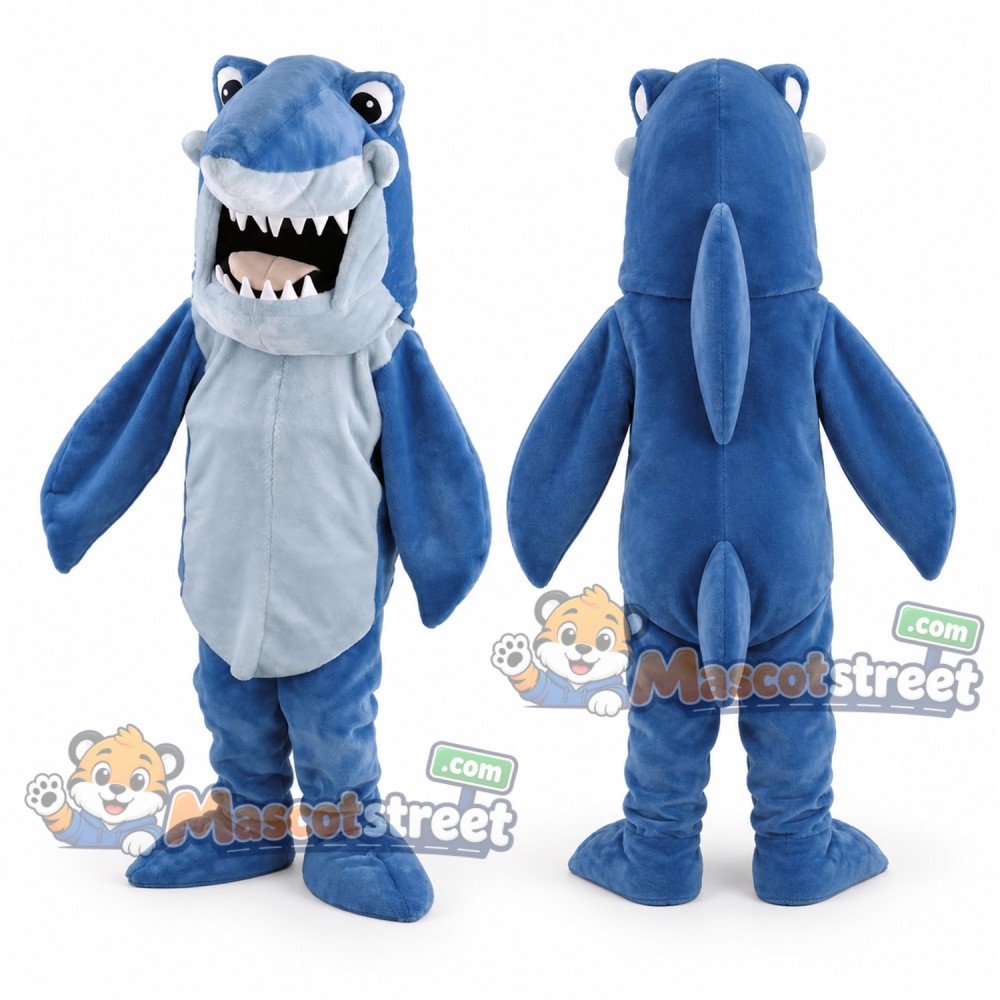 Blue Shark Mascot Costume with White Belly Blue Shark Mascot Costume with White Belly
