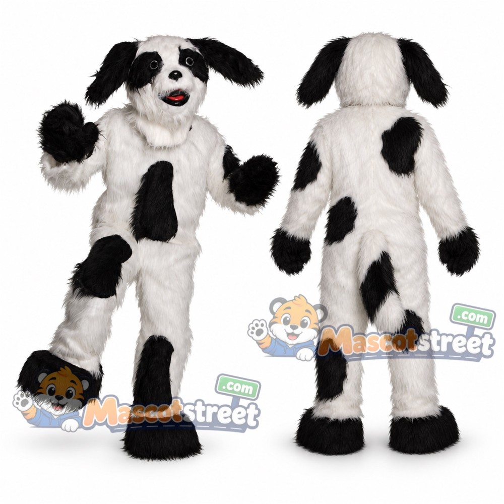 Black and White Sheepdog Mascot Costume