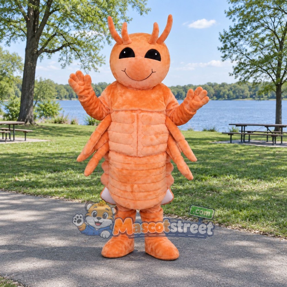 Orange Shrimp Mascot Costume Orange Shrimp Mascot Costume