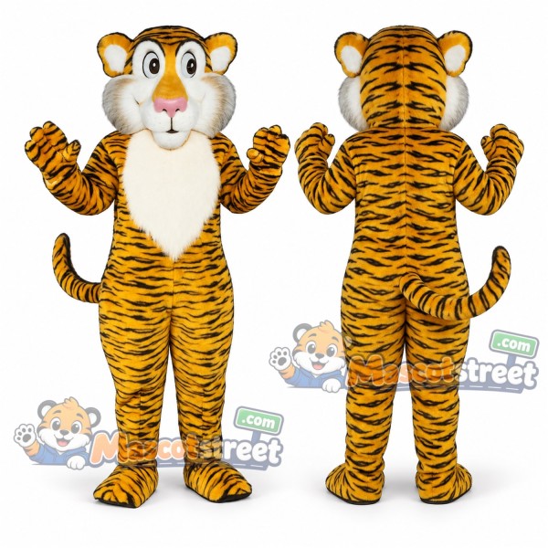Orange Tiger Mascot Costume with White Belly