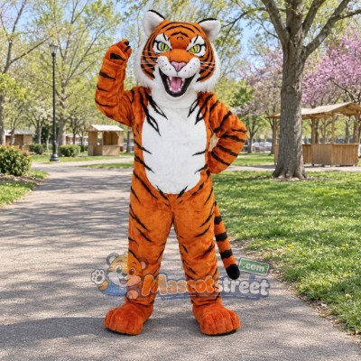 Orange Tiger Mascot Costume with White Chest Orange Tiger Mascot Costume with White Chest