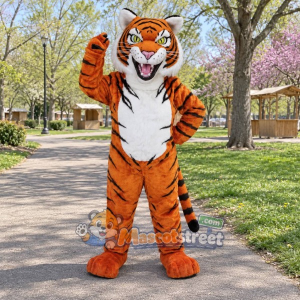 Orange Tiger Mascot Costume with White Chest