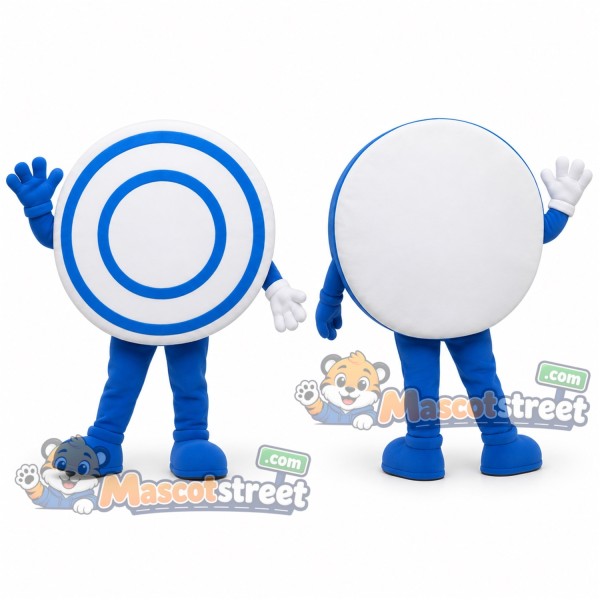 Round Target Sign Mascot Costume with Blue Border