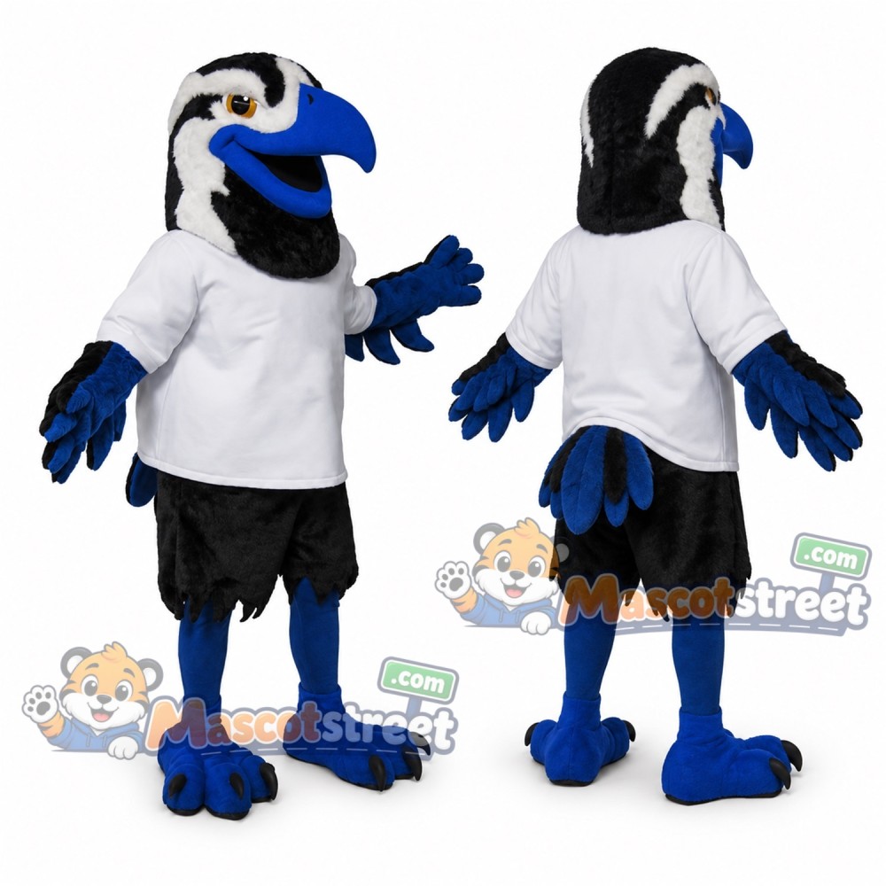 Blue Seahawk Mascot Costume with White Shirt and Black Shorts Blue Seahawk Mascot Costume with White Shirt and Black Shorts