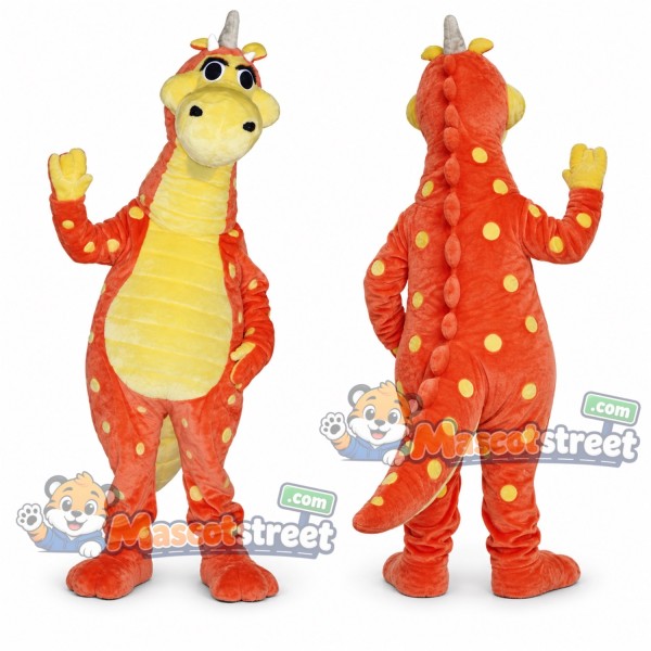 Orange Dragon Mascot Costume with Yellow Spots
