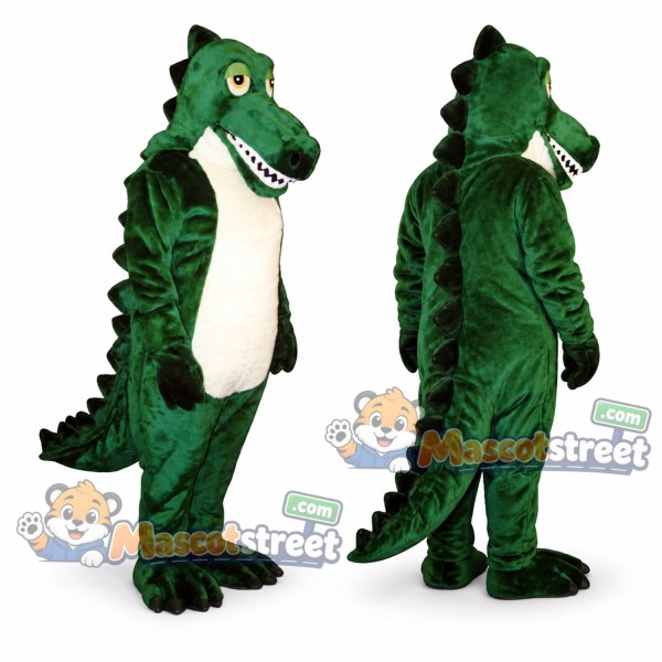 Green Crocodile Mascot Costume with Cream Belly