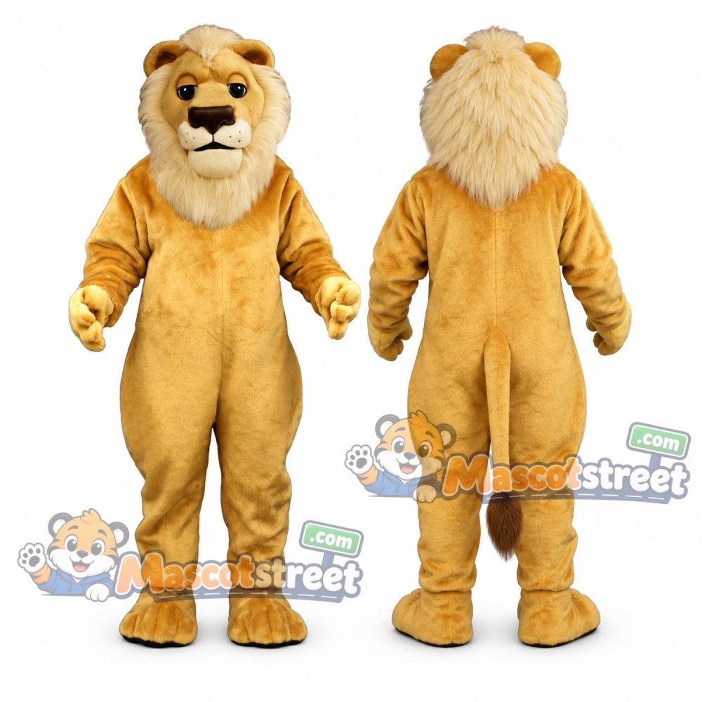 Tan Lion Mascot Costume with Cream Mane Tan Lion Mascot Costume with Cream Mane