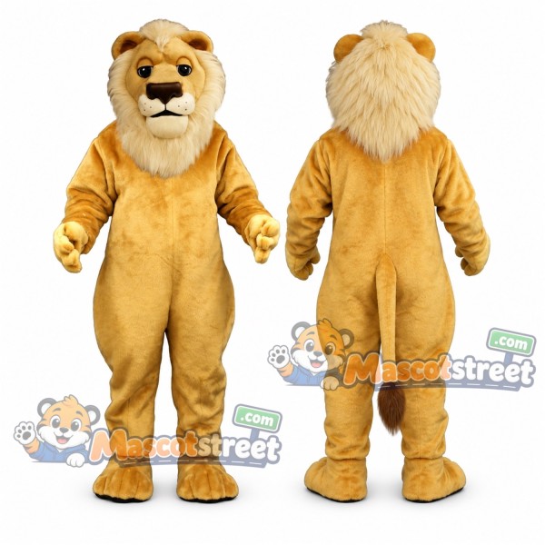 Tan Lion Mascot Costume with Cream Mane