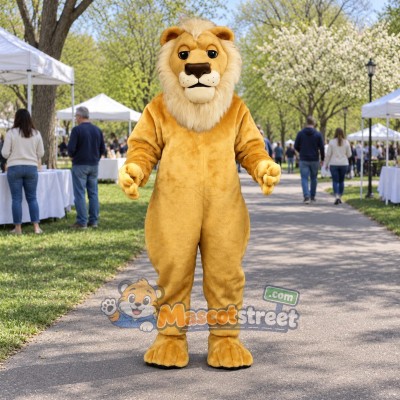 Tan Lion Mascot Costume with Cream Mane Tan Lion Mascot Costume with Cream Mane