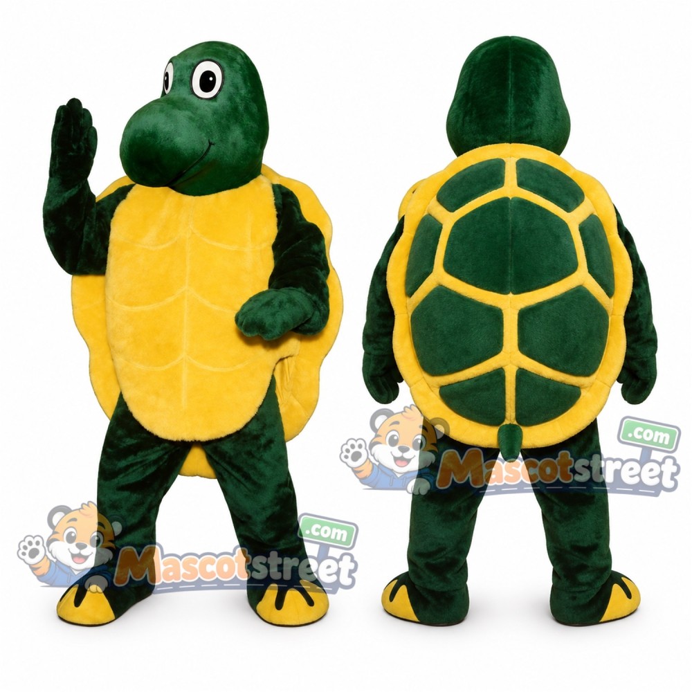 Green Turtle Mascot Costume with Yellow Belly Green Turtle Mascot Costume with Yellow Belly