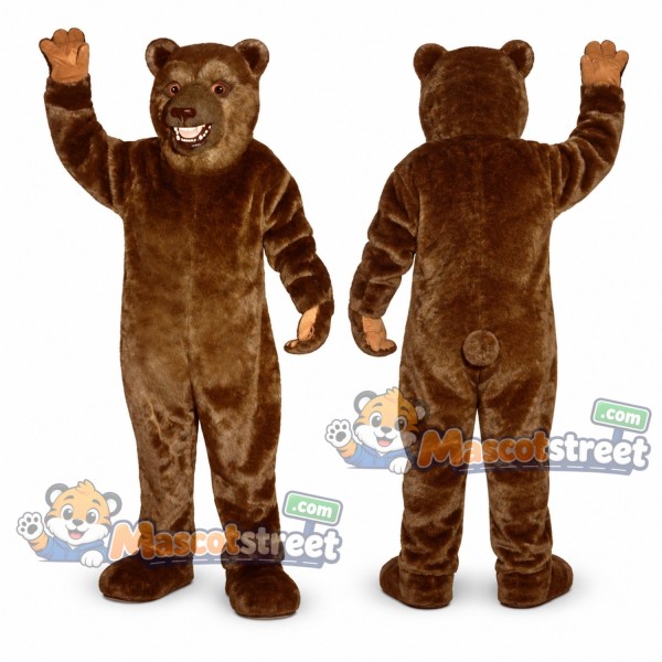 Brown Bear Mascot Costume with Raised Arms
