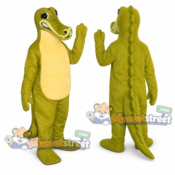 Green Crocodile Mascot Costume with Yellow Belly