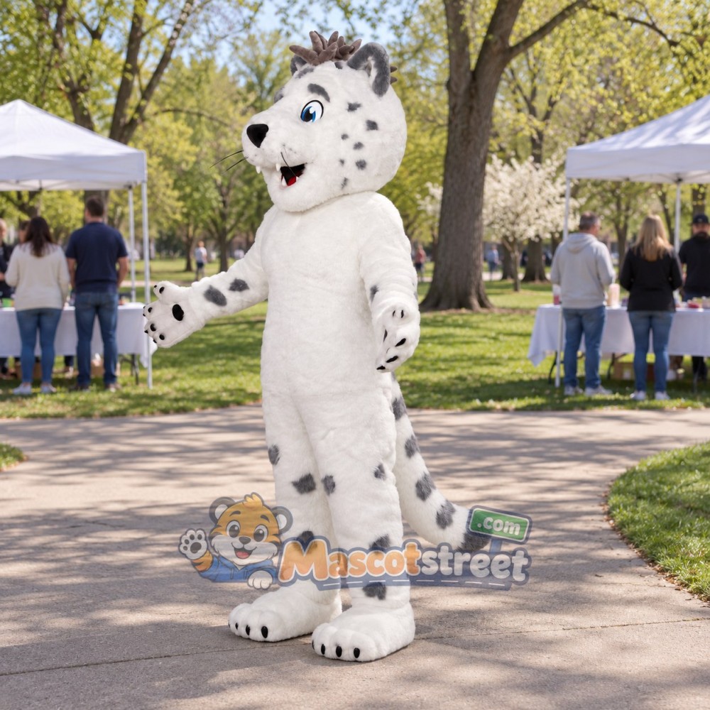 Snow Leopard Mascot Costume Snow Leopard Mascot Costume