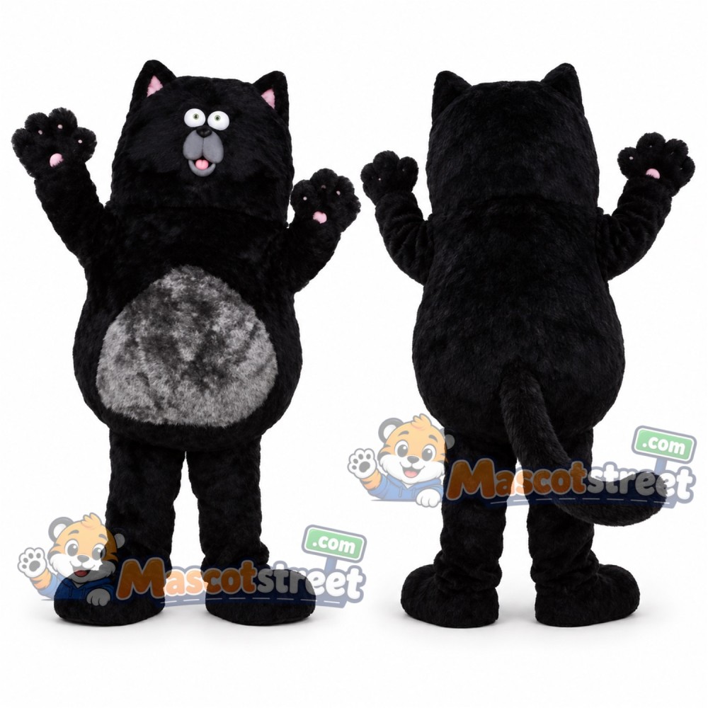 Black Cat Mascot Costume with Gray Belly Black Cat Mascot Costume with Gray Belly