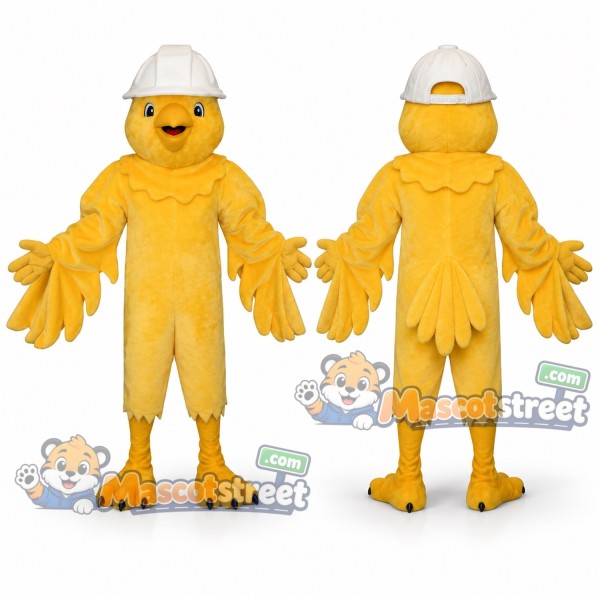 Yellow Canary Mascot Costume with White Hard Hat