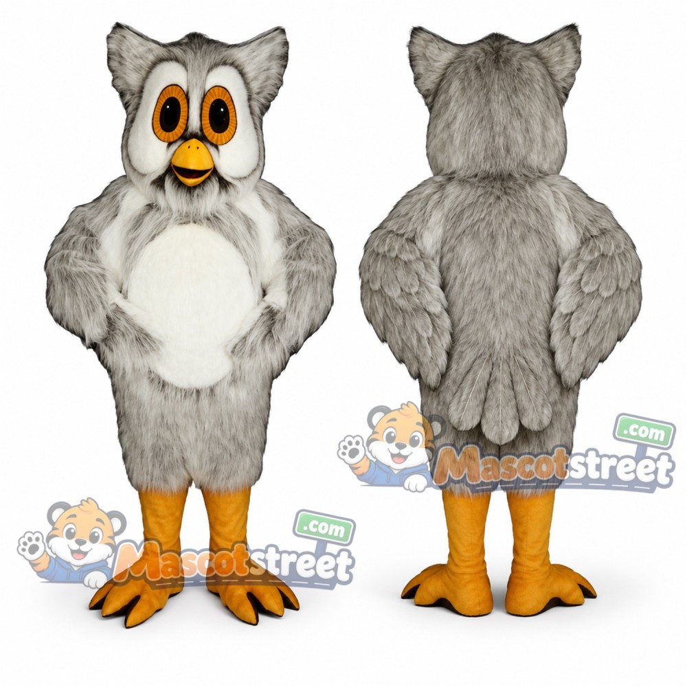 Gray Owl Mascot Costume Gray Owl Mascot Costume