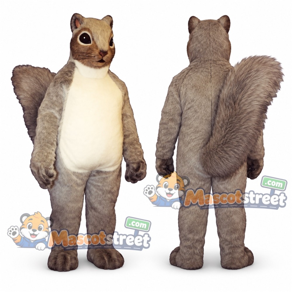 Gray Squirrel Mascot Costume with Cream Belly Gray Squirrel Mascot Costume with Cream Belly