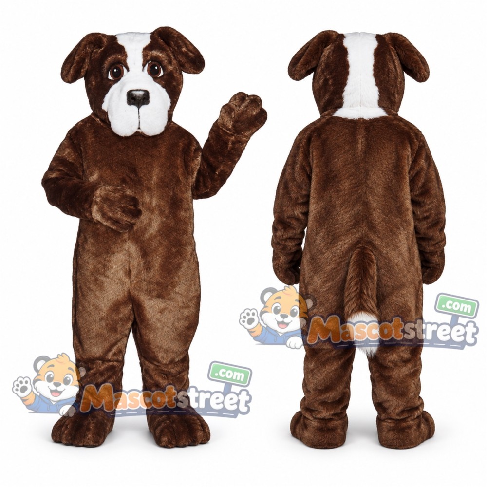 Brown and White Saint Bernard Dog Mascot Costume Brown and White Saint Bernard Dog Mascot Costume