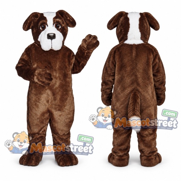 Brown and White Saint Bernard Dog Mascot Costume