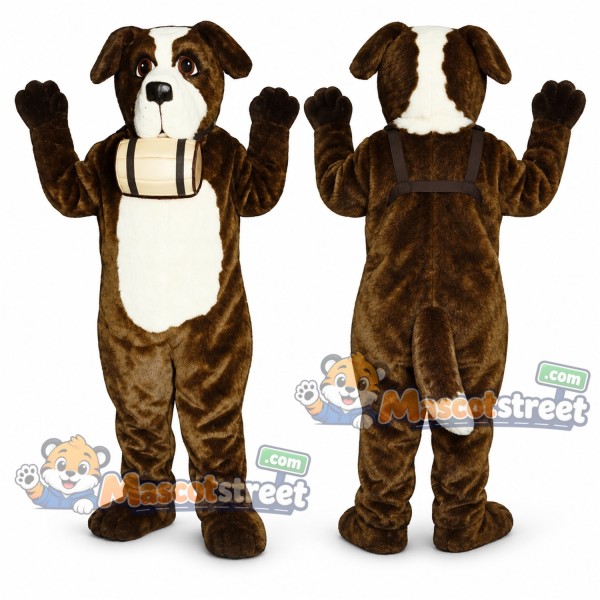 Brown Saint Bernard Dog Mascot Costume with Cream Belly