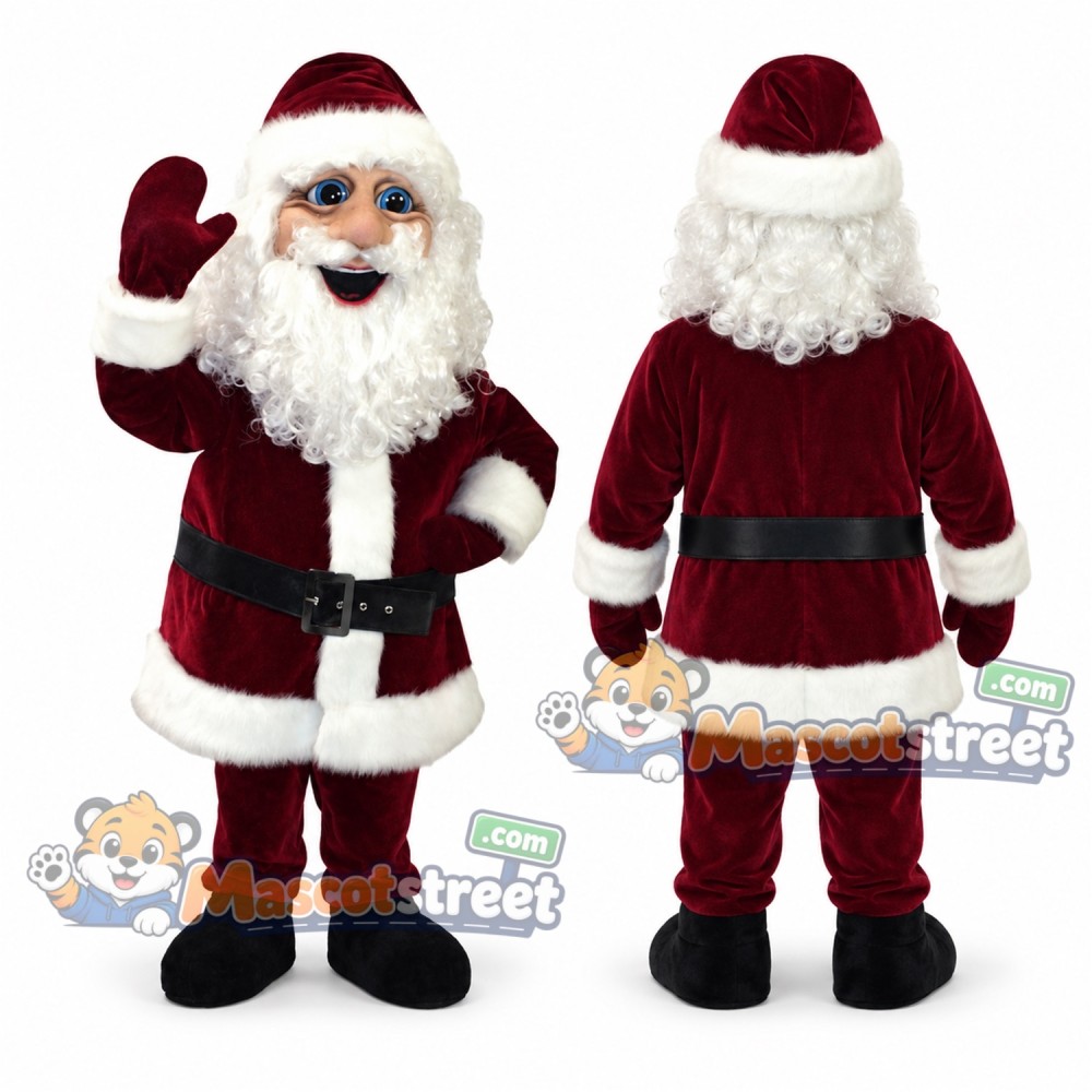 Santa Claus Mascot Costume with Burgundy Suit Santa Claus Mascot Costume with Burgundy Suit