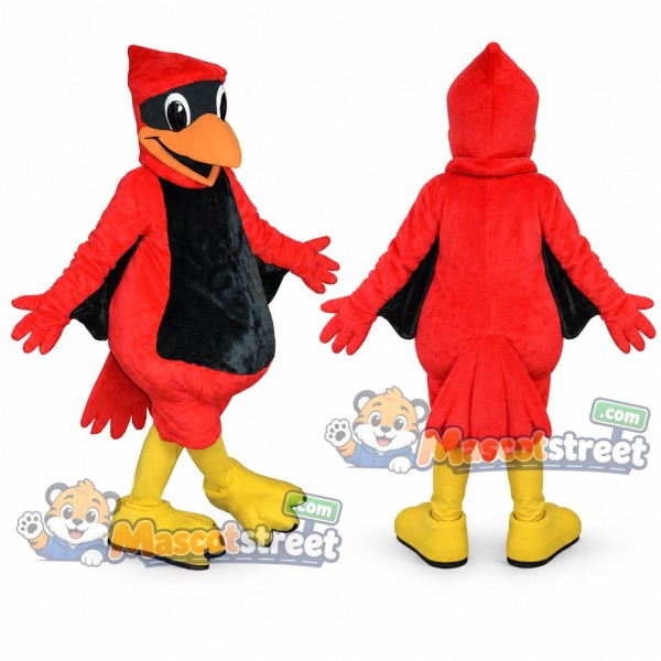 Red Cardinal Mascot Costume with Black Chest