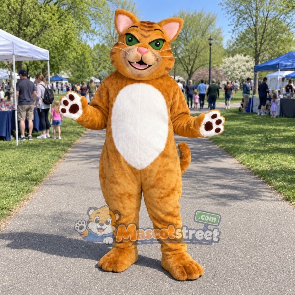 Orange Cat Mascot Costume with White Belly