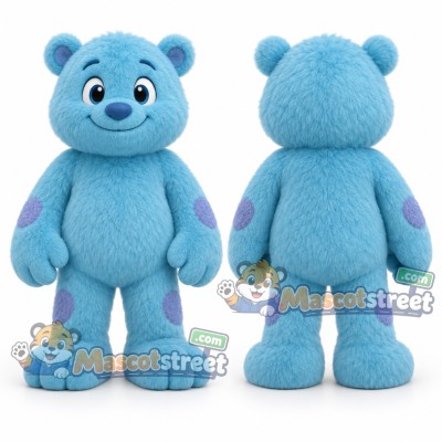 Blue Bear Mascot Costume with Purple Spots