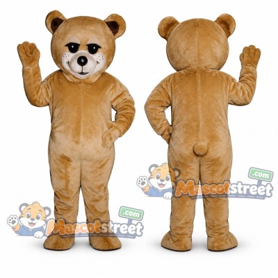 Tan Bear Mascot Costume with White Belly