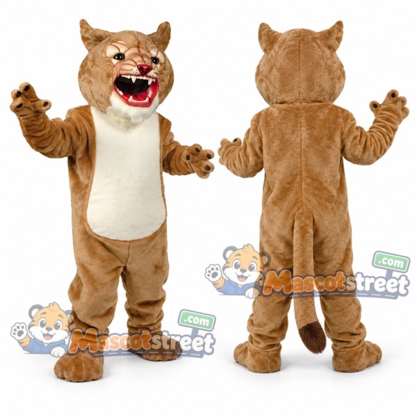 Tan Cougar Mascot Costume with White Belly