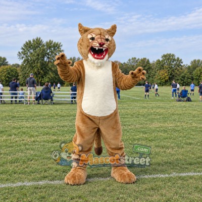 Tan Cougar Mascot Costume with White Belly Tan Cougar Mascot Costume with White Belly