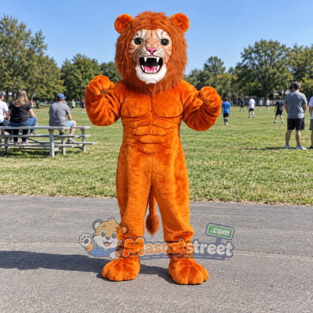 Orange Lion Mascot Costume