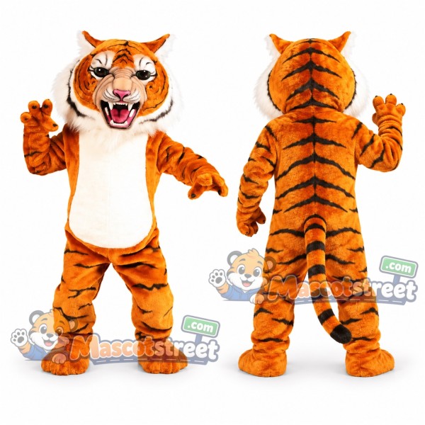 Orange Tiger Mascot Costume with White Belly