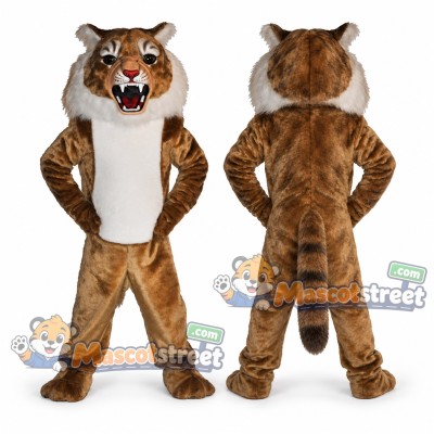 Brown Wildcat Mascot Costume with White Belly Brown Wildcat Mascot Costume with White Belly