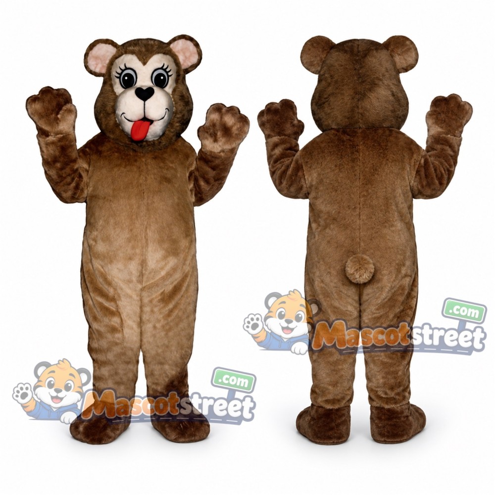 Brown Bear Mascot Costume with Red Bow Tie Brown Bear Mascot Costume with Red Bow Tie