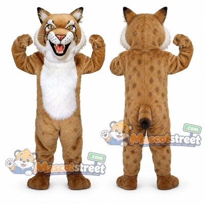 Tan Bobcat Mascot Costume with White Belly Tan Bobcat Mascot Costume with White Belly