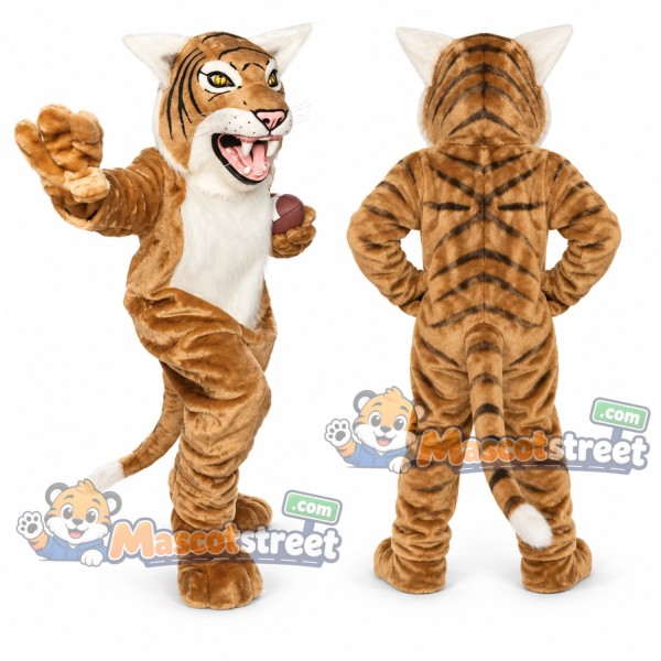 Brown Wildcat Mascot Costume with White Chest