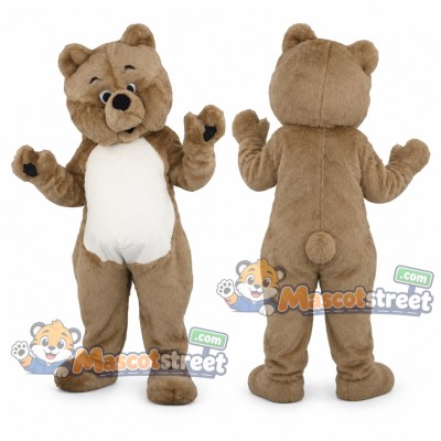 Tan Teddy Bear Mascot Costume with White Belly