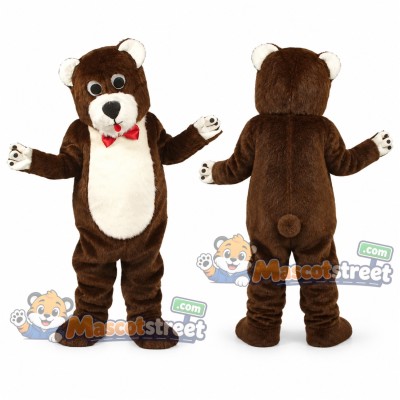 Brown Teddy Bear Mascot Costume with Red Bow Tie Brown Teddy Bear Mascot Costume with Red Bow Tie