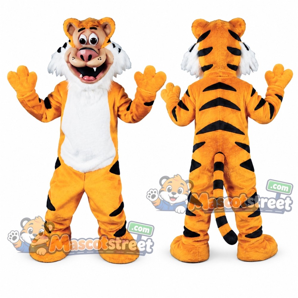 Orange Tiger Mascot Costume with White Belly
