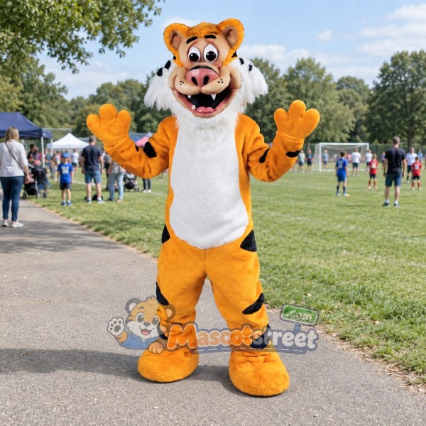 Orange Tiger Mascot Costume with White Belly