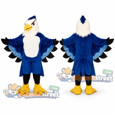 Blue Thunderbird Mascot Costume with White Chest Blue Thunderbird Mascot Costume with White Chest