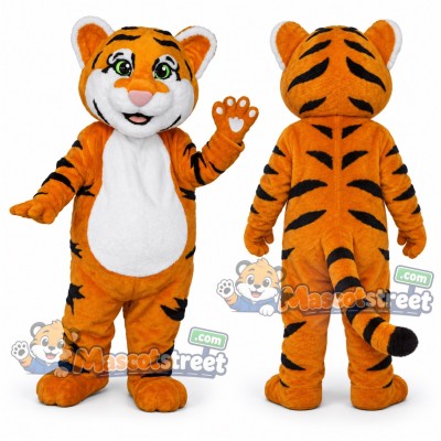 Orange Tiger Cub Mascot Costume with White Belly Orange Tiger Cub Mascot Costume with White Belly