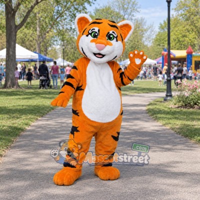Orange Tiger Cub Mascot Costume with White Belly Orange Tiger Cub Mascot Costume with White Belly
