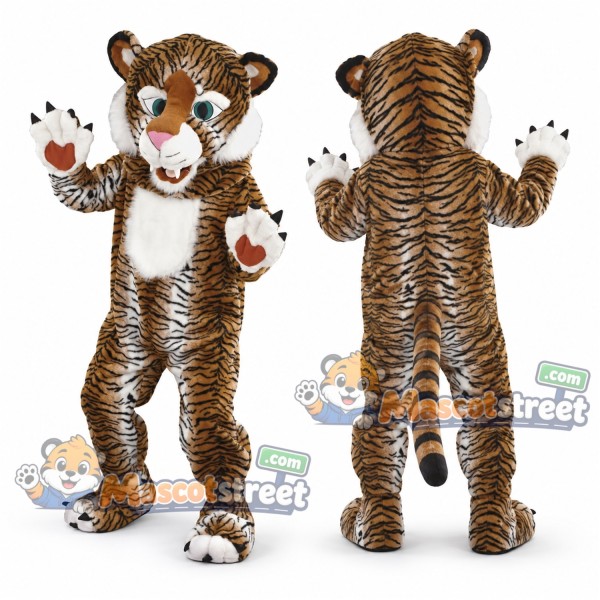 Brown Tiger Mascot Costume with White Chest
