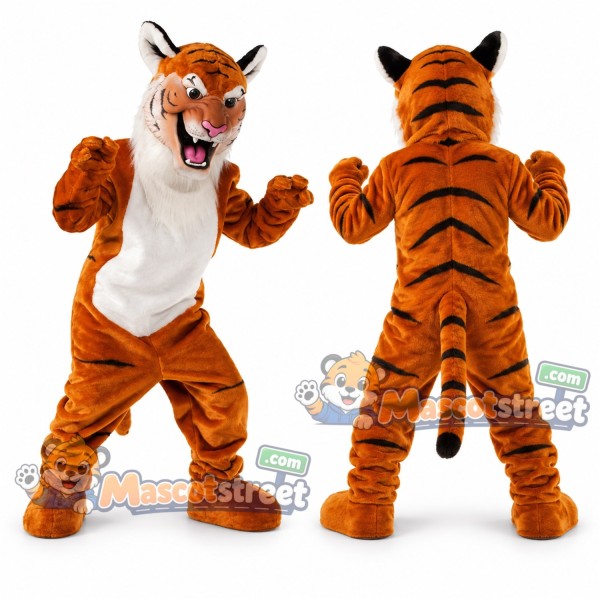 Orange Tiger Mascot Costume with White Chest